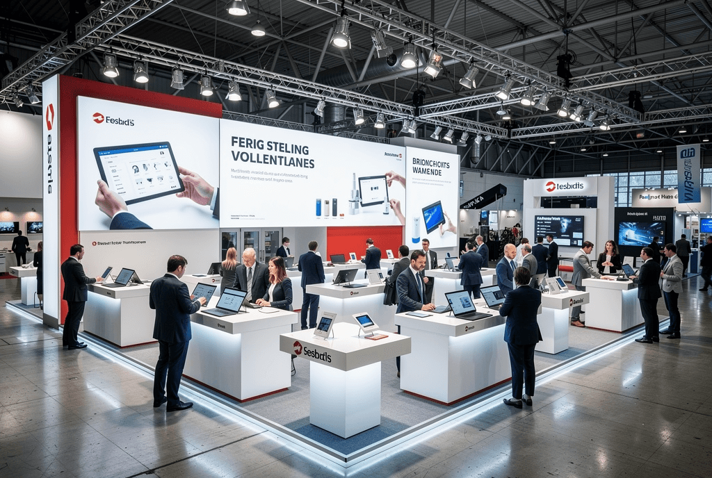 Stand d’exposition avec espace interactif